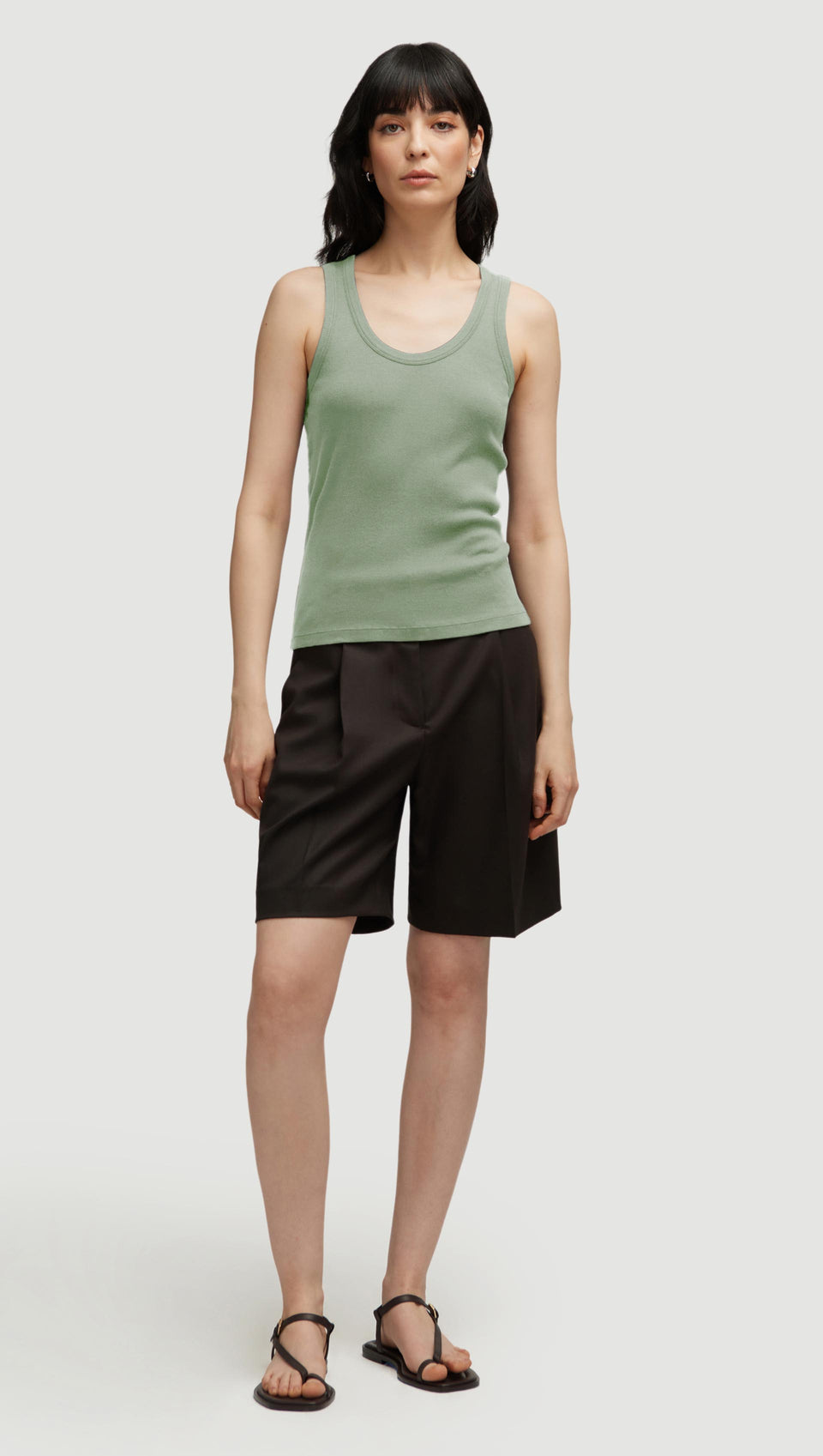Ribbed Tank in Cotton Elastane