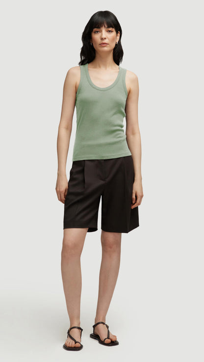 Ribbed Tank in Cotton Elastane