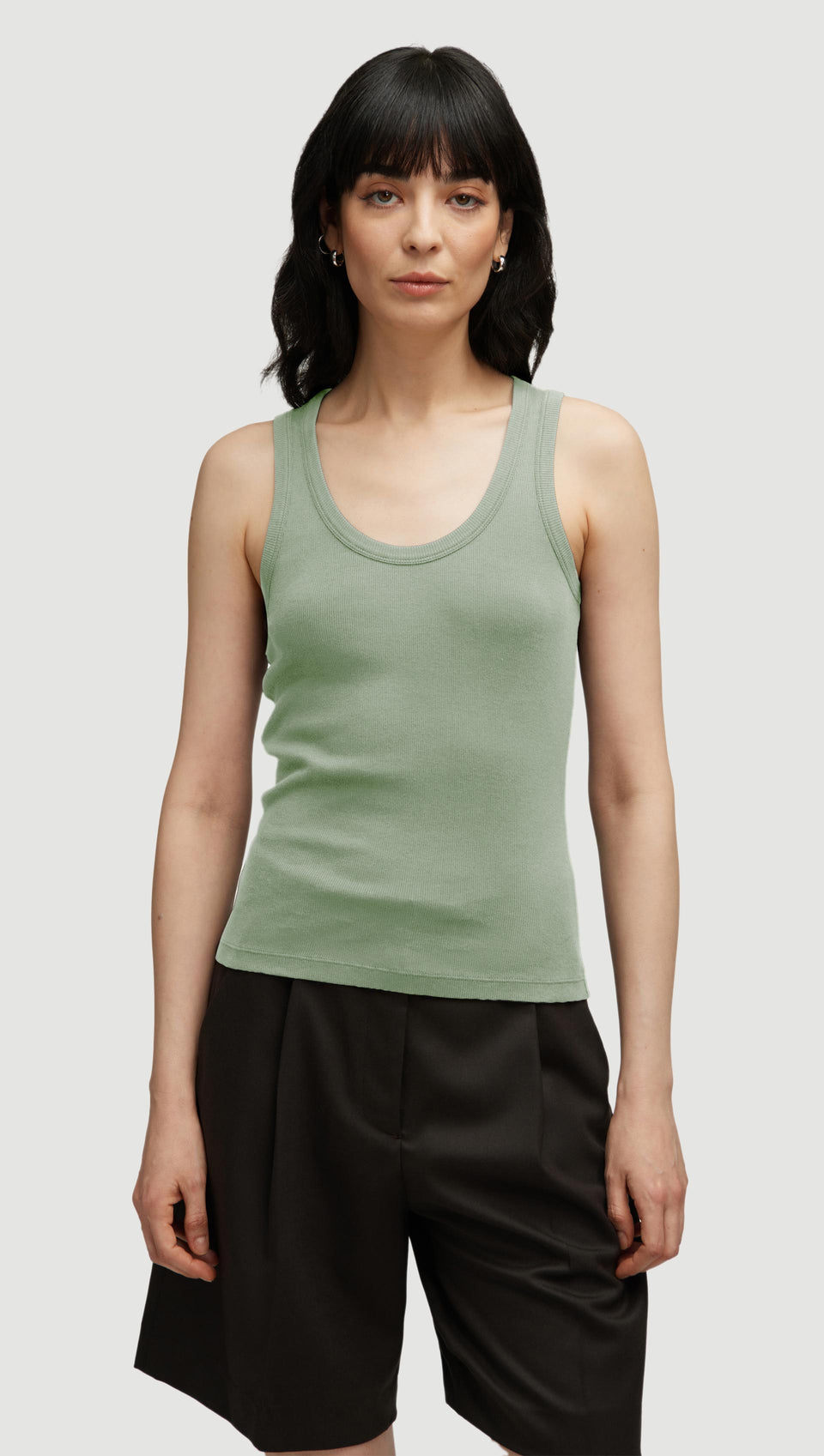 Ribbed Tank in Cotton Elastane