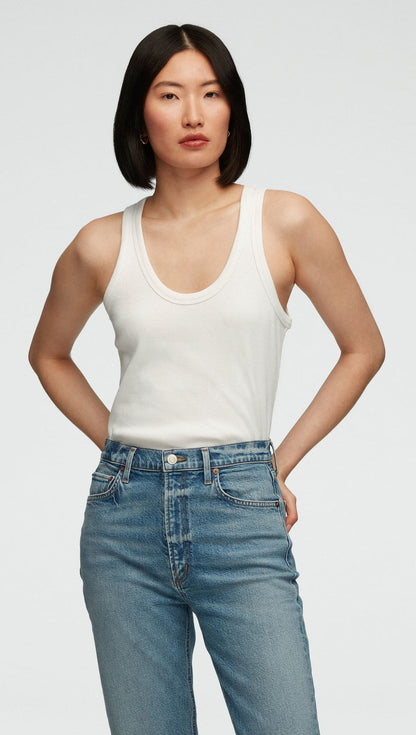 Ribbed Tank in Cotton Elastane